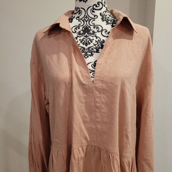 Dusty Pink Collared Shift Dress - Picture 2 of 3